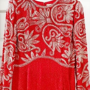 Vintage Oleg Cassini Beaded Dress Size 16